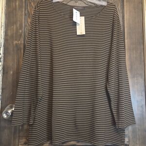 NWT Cut Loose Dark Brown & Light Brown Striped Long Sleeve Top Sz 2X